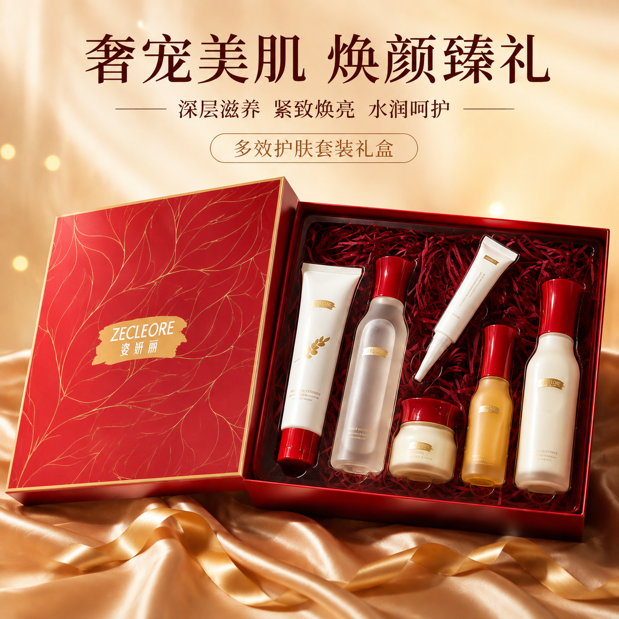 姿妍丽 臻奢植萃精华抗皱紧致养肤六件护肤套组